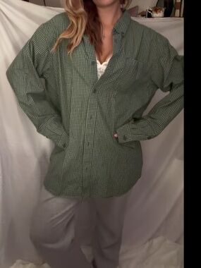 Columbia green plaid button up shirt xl